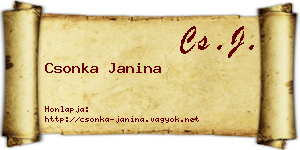 Csonka Janina névjegykártya